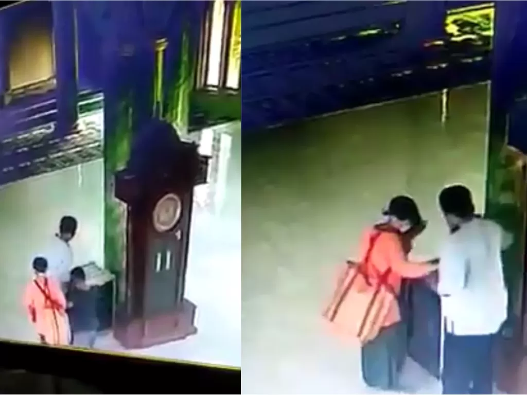 Satu keluarga curi kotak amal di masjid (Facebook/Yuni Rusmini)