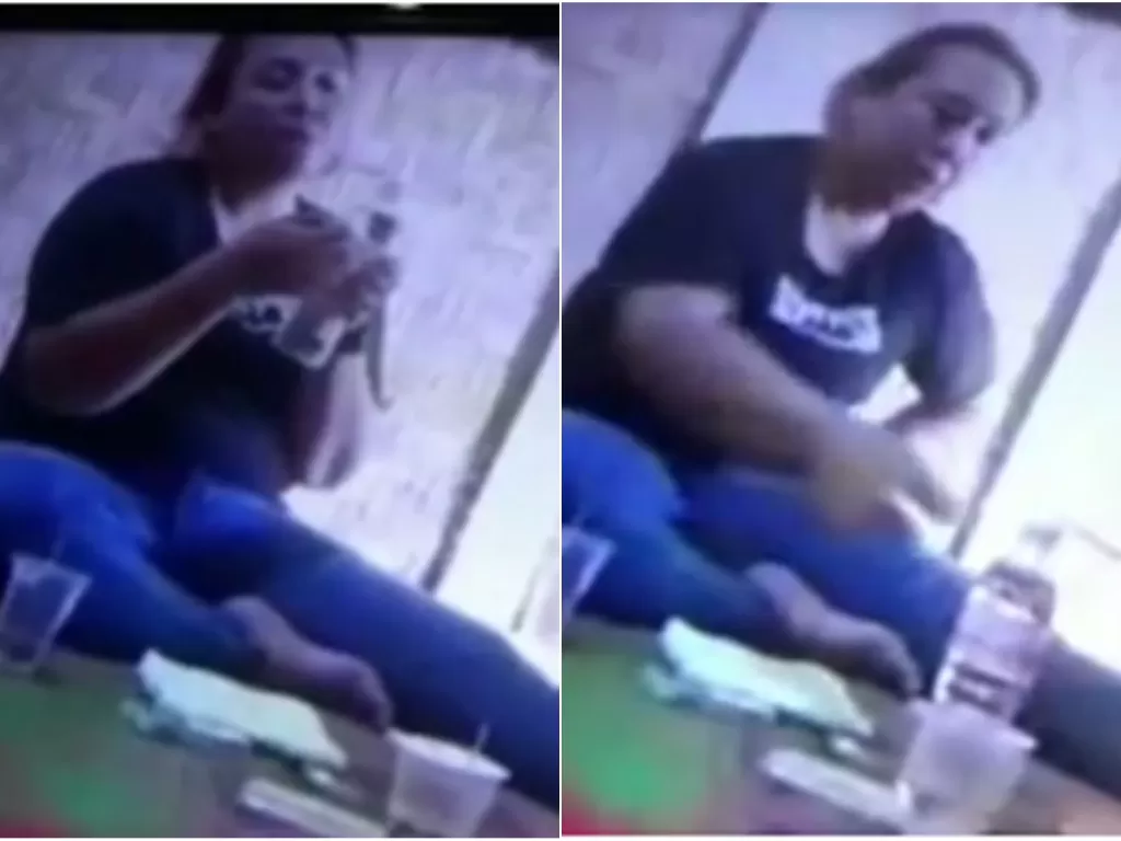 Cuplikan video viral oknum Polwan mengonsumsi sabu (Instagram @infolampung_) 