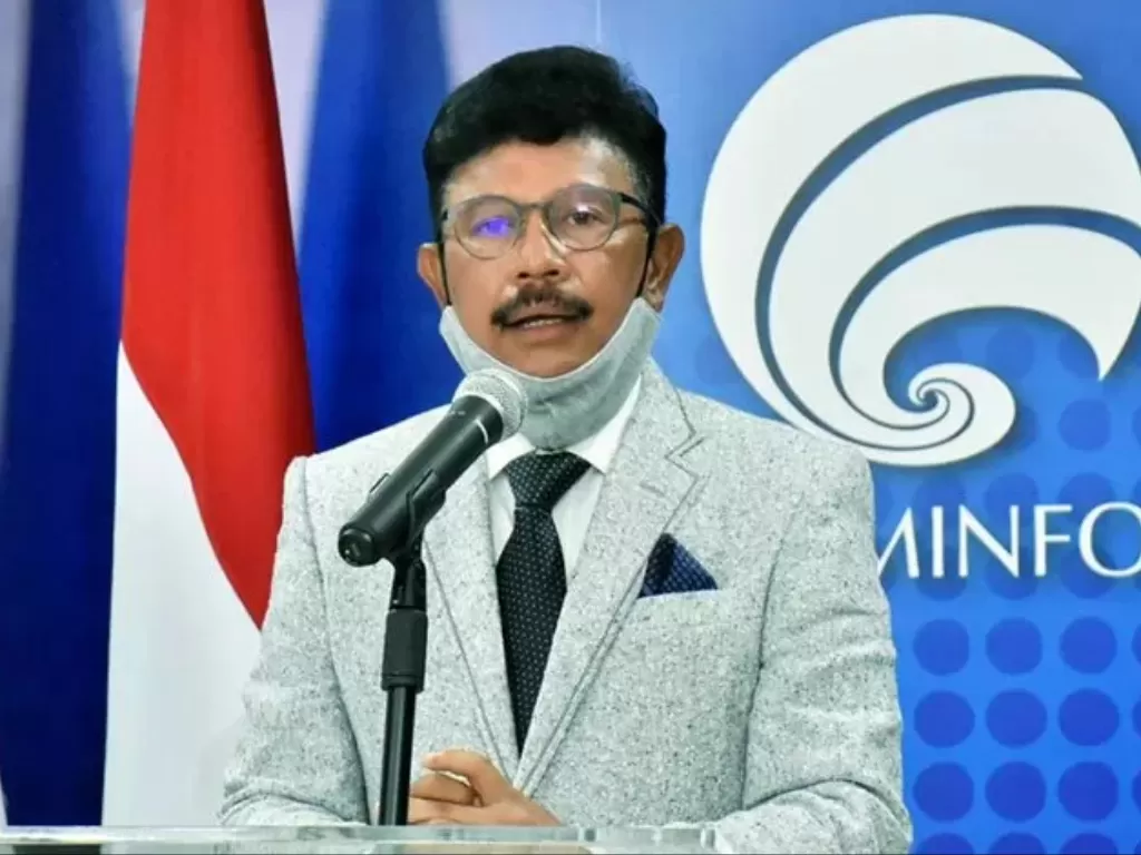 Menteri Komunikasi dan Informatika, Johnny G Plate, dalam konferensi pers virtual, Senin (23/11/2020). (Photo/ANTARA/Dok. Kementerian Kominfo)