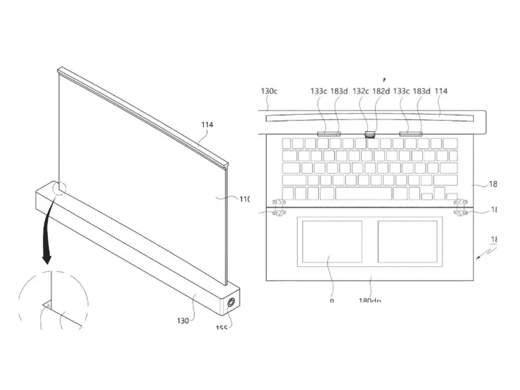 Paten laptop 17 inci terbaru LG dengan konsep layar gulung (photo/LG via. RootMyGalaxy)