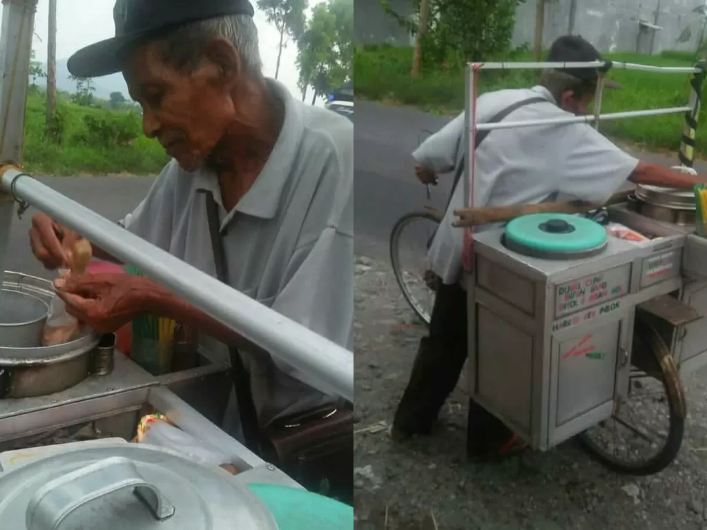 Kakek 90 tahun penjual pentol. (Instagram/@potretkemanusiaan)