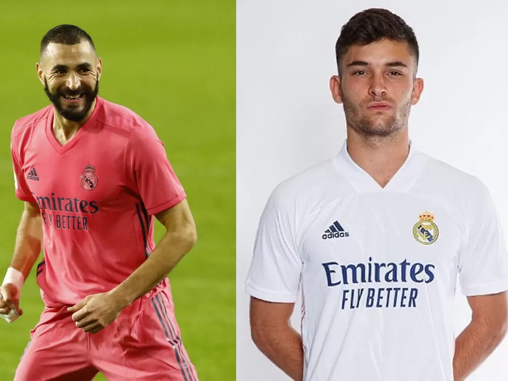 Karim Benzema (kanan), Hugo Duro (kiri). (REUTERS/JUAN MEDINA/Instagram/hugoduro10)