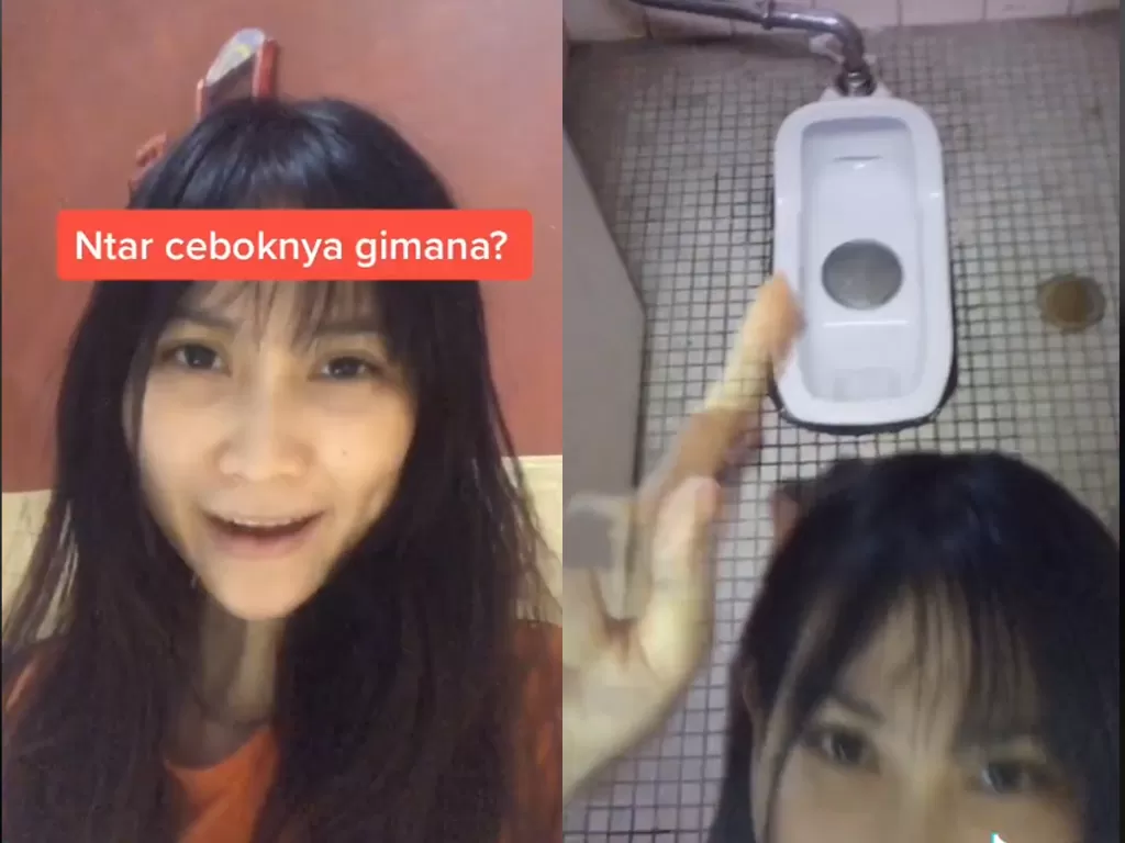 Cuplikan video cewek yang bagikan pengalaman toilet jongkok di Jepang. (photo/TikTok/@indonesia_x_jepang)