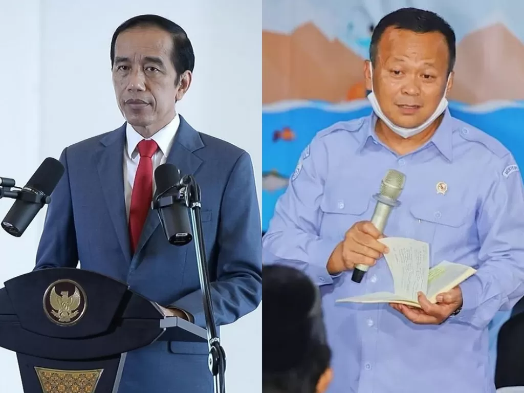 (Kiri) Presiden Jokowi. (Kanan) Menteri Kelautan dan Perikanan Edhy Prabowo. (Instagram/jokowi/edhy.prabowo)