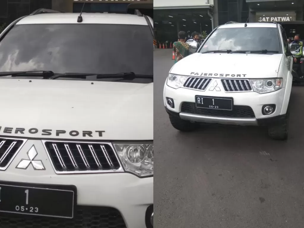 Mobil berpelat RI 1 palsu terobos Mabes Polri, Rabu (25/11/2020). (Ditlantas Polda Metro Jaya)