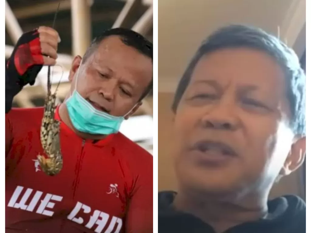 Kanan: Menteri Edhy Prabowo pegang lobster. (ANTARA/HO/Dokumentasi KKP); Kiri: Rocky Gerung. (Youtube/ Rocky Gerung Official)