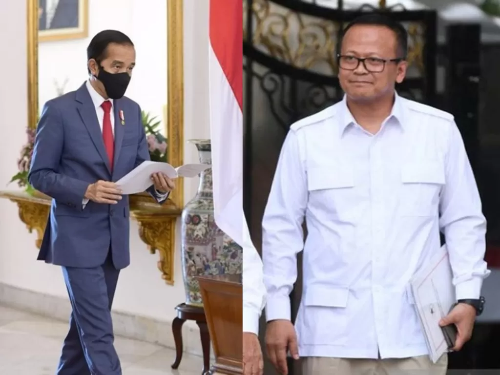 Kolase foto Presiden RI Joko Widodo (Twitter @jokowi) dan Menteri Kelautan dan Perikanan Edhy Prabowo (ANTARA)