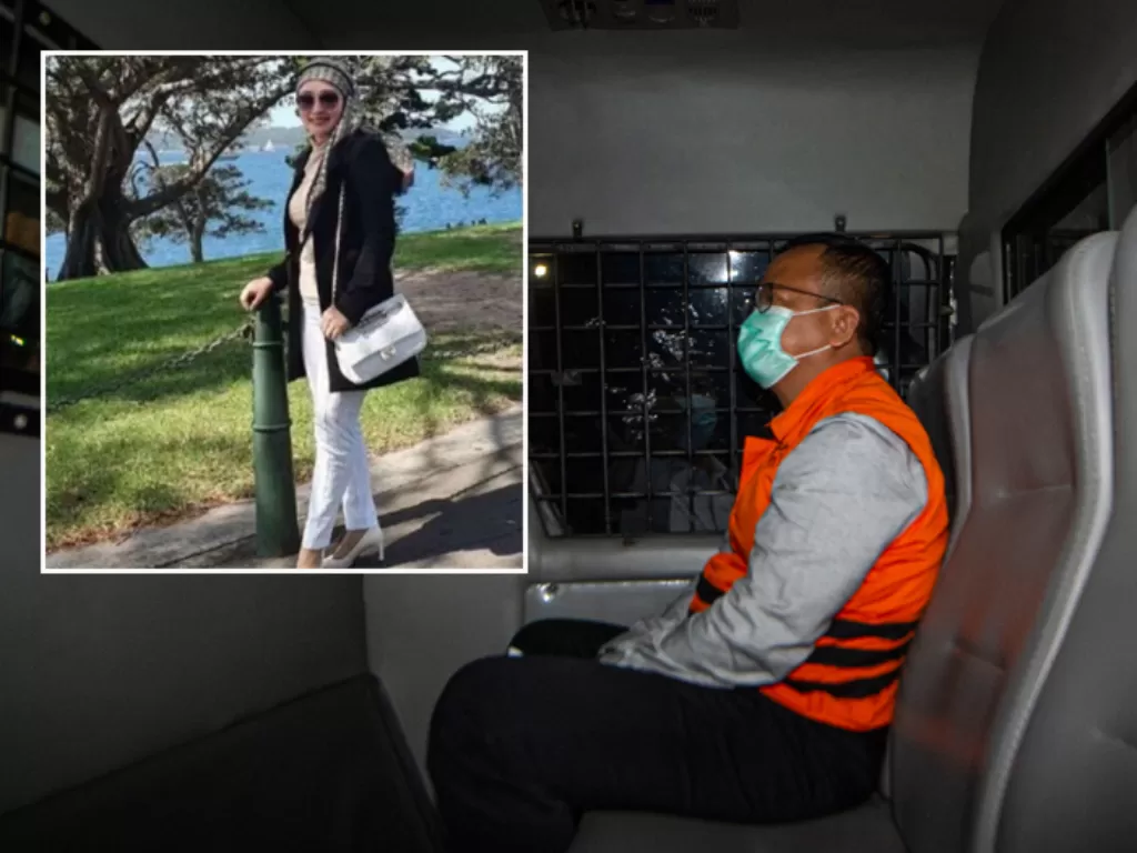Menteri Kelautan dan Perikanan Edhy Prabowo berada di mobil tahanan, istri Iis Rosita Dewi pamer tas mewah. (ANTARA)