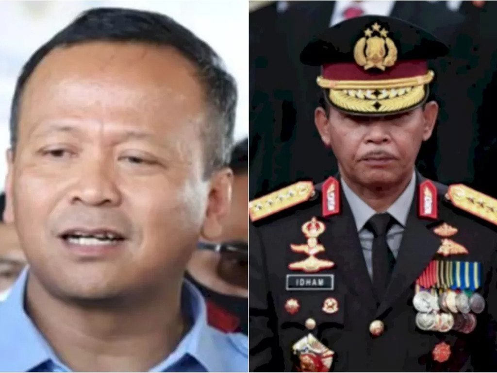 Kiri: Edhy Prabowo Menteri Kelautan dan Perikanan. (Instagram). Kanan: Kapolri Jendral Idham Azis. (ANTARA)