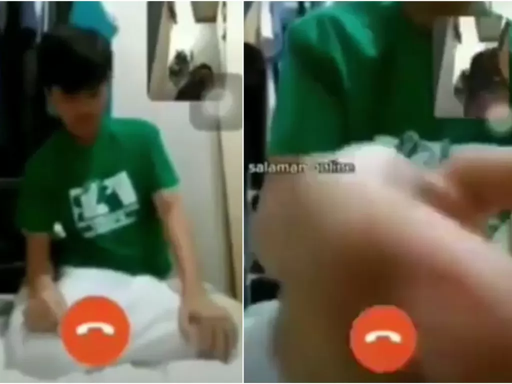 Cuplikan video sejoli remaja salat berjamaah via panggilan video. (TikTok)