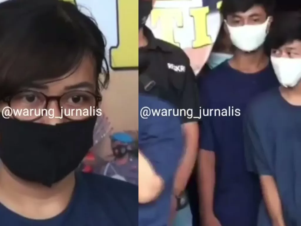 Para pelaku percobaan pembunuhan saat rilis pers (Instagram/warung_jurnalis)