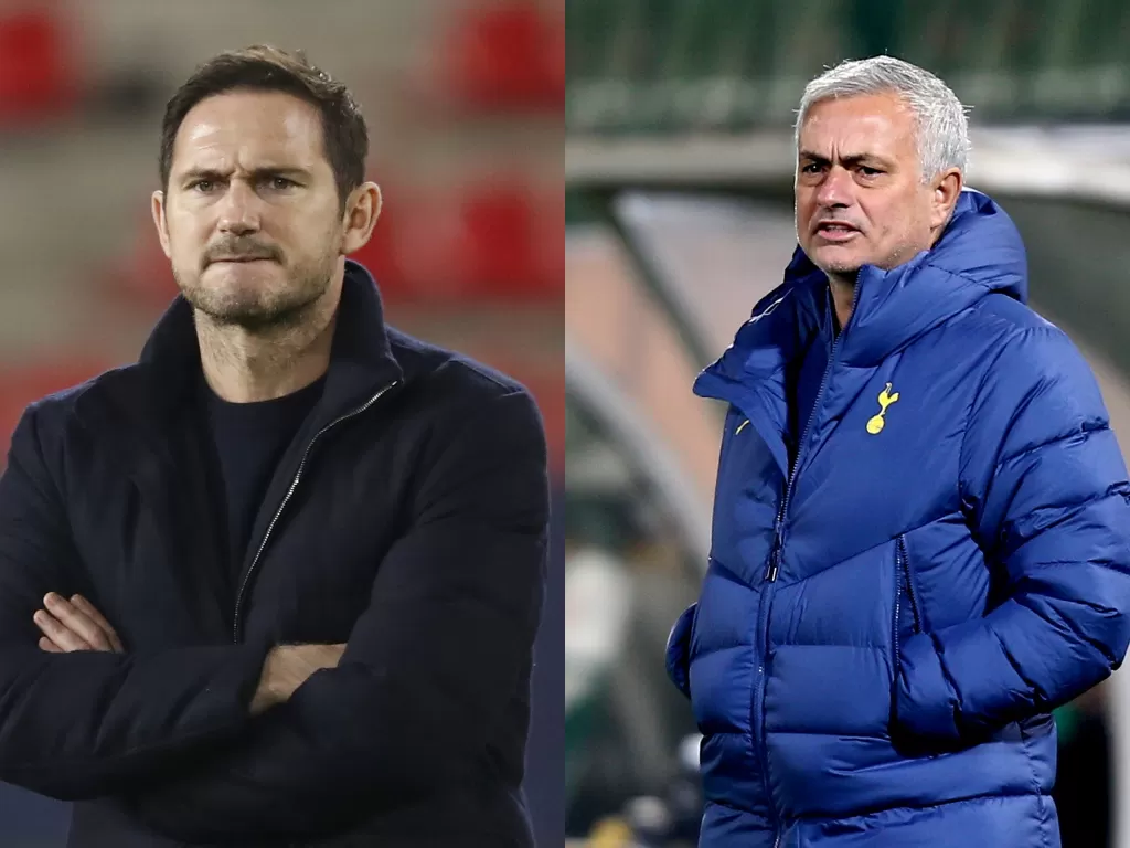 Frank Lampard (kanan), Jose Mourinho (kiri). (REUTERS/STOYAN NENOV/STEPHANE MAHE)