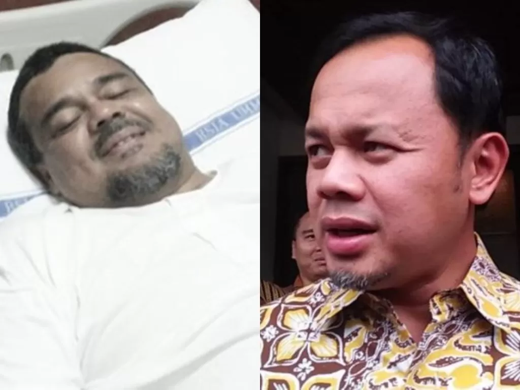 Kolase foto Habib Rizieq saat dirawat di RS Ummi (Istimewa) dan Wali Kota Bogor Bima Arya (ANTARA)
