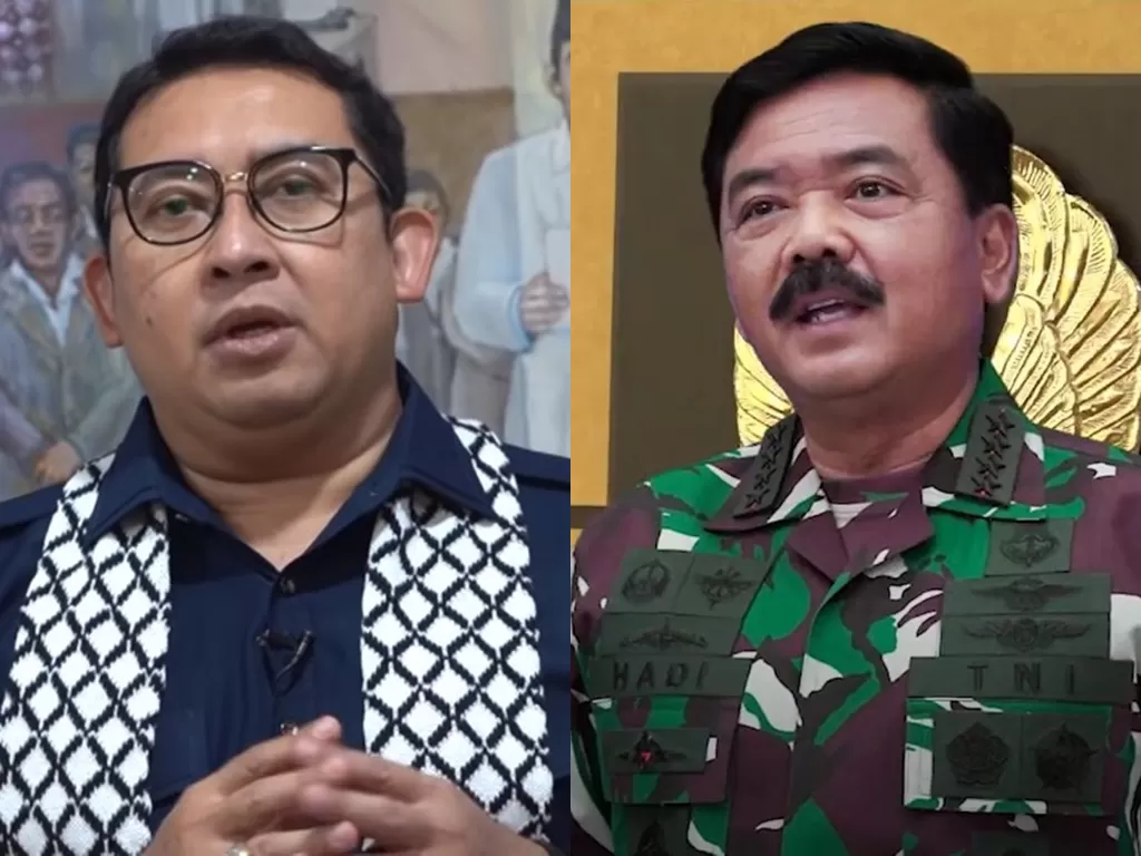Kolase foto politikus Gerindra Fadli Zon (YouTube Fadli Zon Official) dan Panglima TNI Marsekal Hadi Tjahjanto (YouTube Puspen TNI)