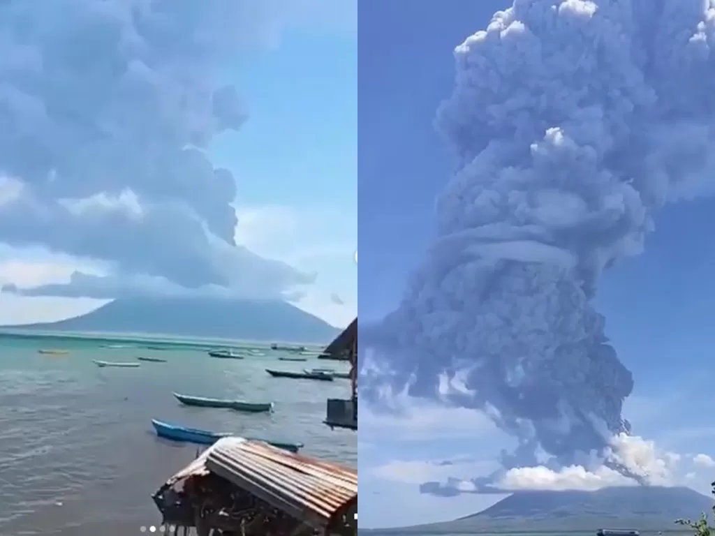 Gunung Ile Lewotolok erupsi. (Tangkapan layar)