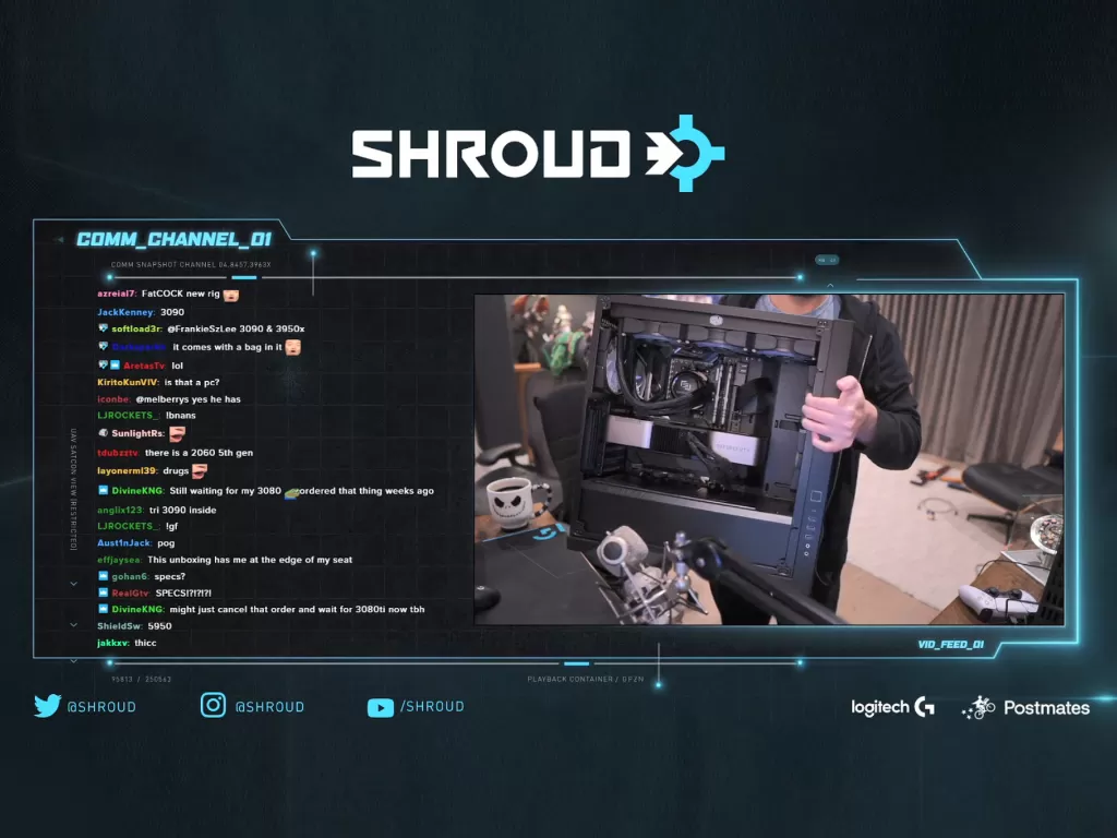 Streamer Twitch Michael 'Shroud' Grzesiek saat memamerkan PC barunya (photo/Twitch/Shroud)