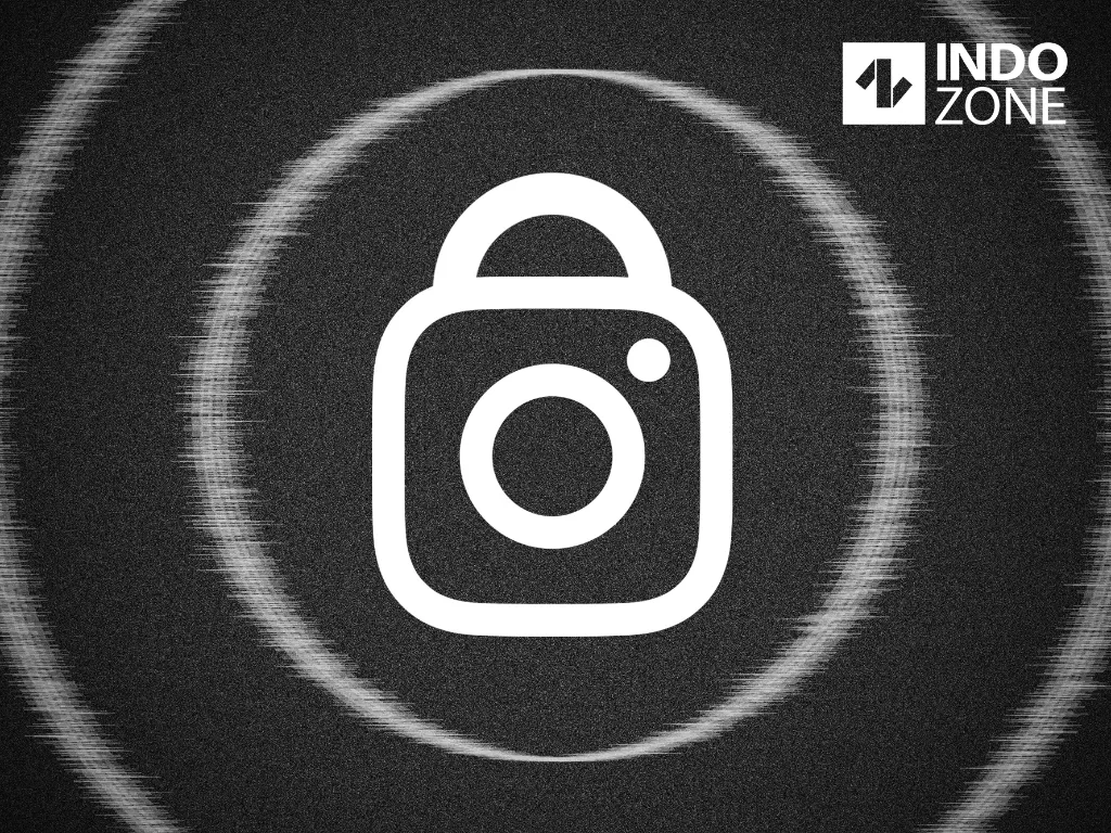 Ilustrasi logo layanan sosial media Instagram menjadi gembok (Ilustrasi/INDOZONE/Ferry)