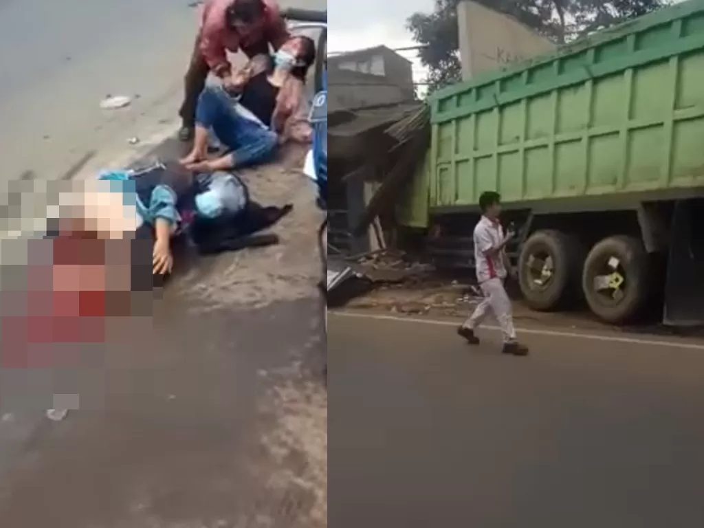 Sopir truk yang menabrak orang-orang di Sumedang diduga kabur. (ist)
