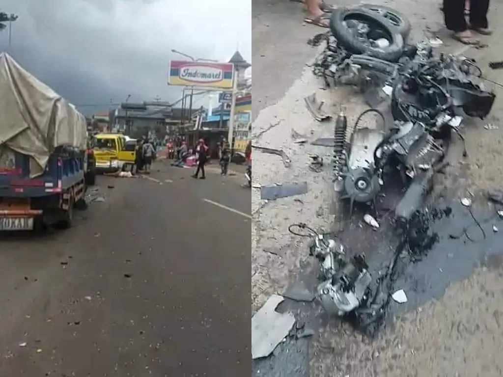 Kecelakaan beruntun di Sumedang. (Instagram Viralterkini99)