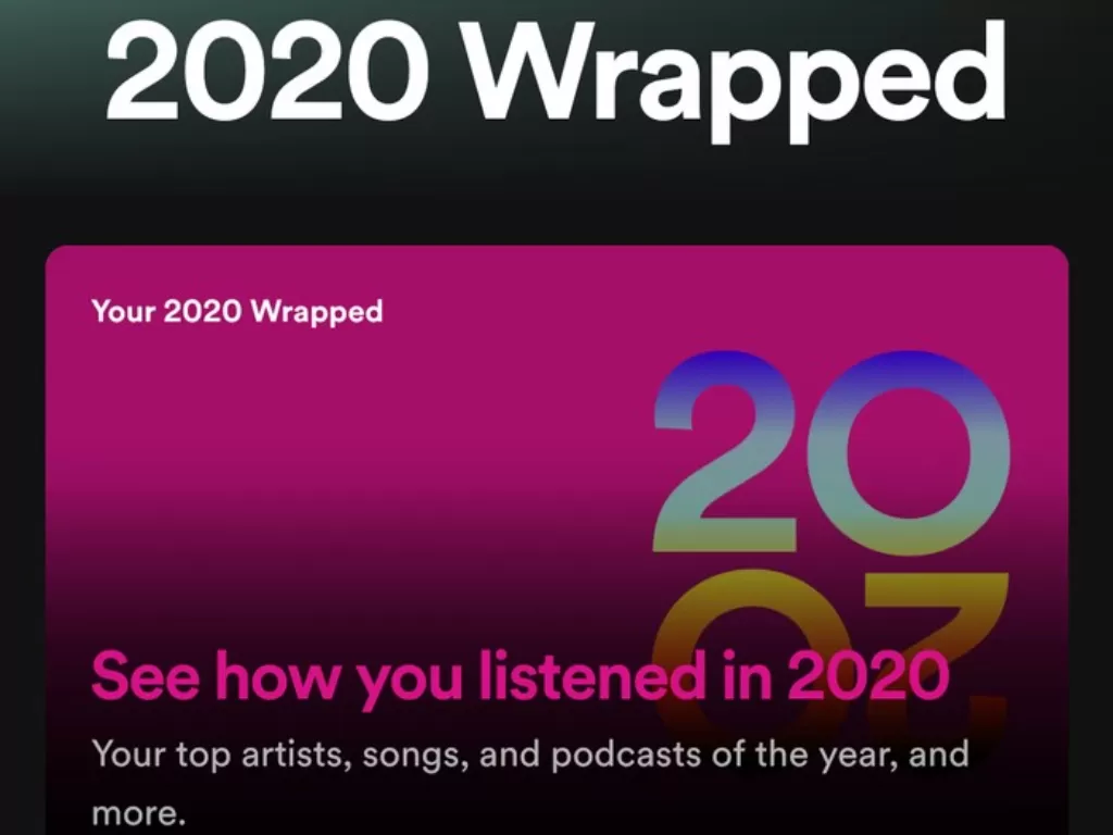 Spotify Wrapped 2020. (Photo/Spotify)