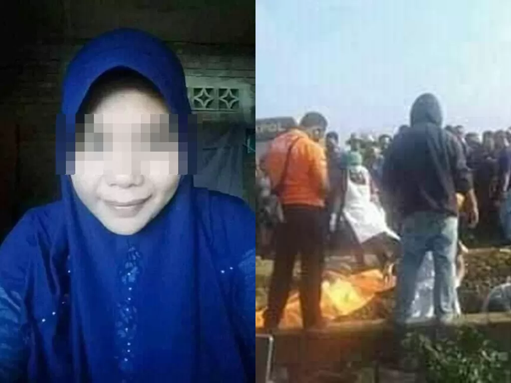 Kiri: Wanita selingkuhan yang dibunuh pelaku / Kanan: Proses evakuasi kerangka korban (Facebook/Yuni Rusmini)