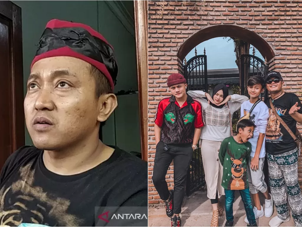 Kiri:   Suami Lina Jubaidah, Teddy Pardiyana. (ANTARA/Bagus Ahmad Rizaldi). Kanan: Sule dan keempat anaknya. (Instagram/@rizkyfbian)