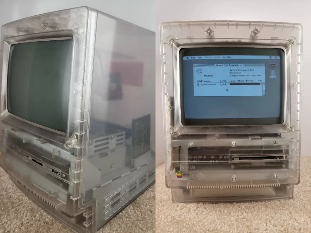 Prototype dari PC Macintosh Classic dengan casing transparan (photo/Twitter/@DongleBookPro)