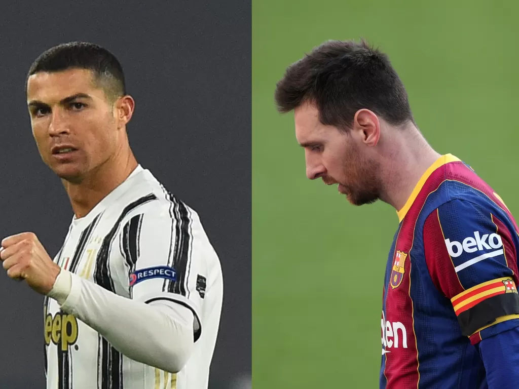 Cristiano Ronaldo (kiri), Lionel Messi (kanan). (REUTERS/MASSIMO PINCA/ALBERT GEA)