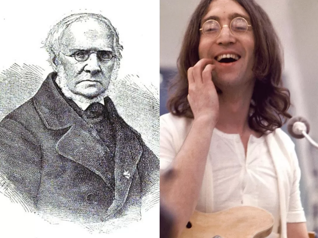 Astronom Karl Ludwig Hencke (kiri), John Lennon (kanan). (Wikipedia/Instagram/thebeatles)