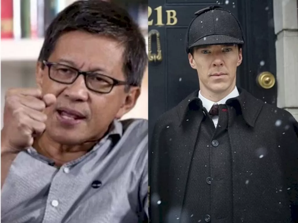 Rocky Gerung (istimewa) dan Sherlock Holmes yang diperankan seorang aktor. (IMDB)