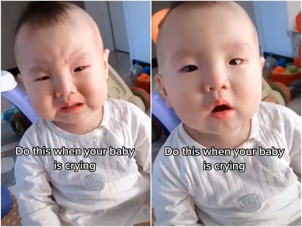 Cara diamkan bayi menangis. (Tiktok/@lucky_ivy)
