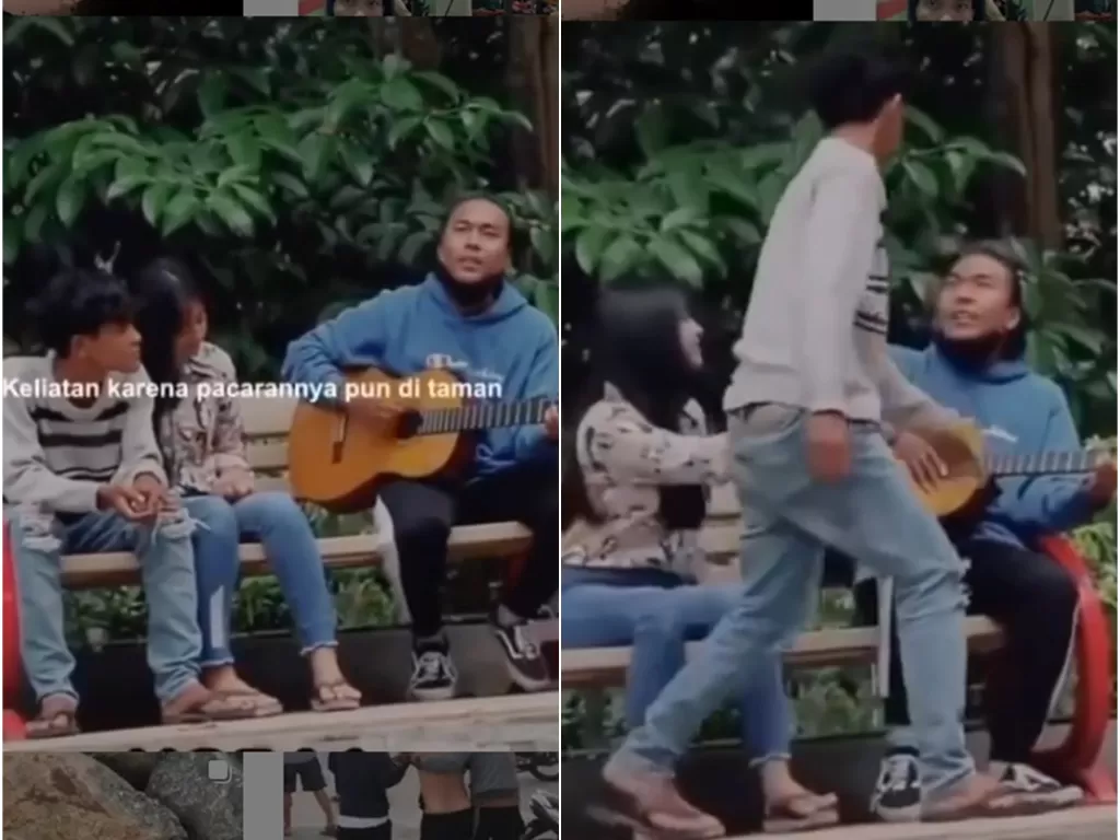 Pacaran Di Taman Dan Tidak Jajan Pengamen Ini Sindir Sepasang Muda Mudi Dengan Lagu Indozone Life 7791