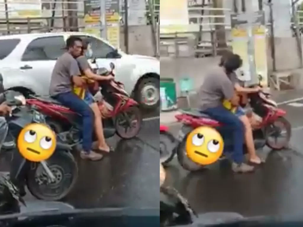 Pasangan mesum di atas motor (Facebook/Annisa)