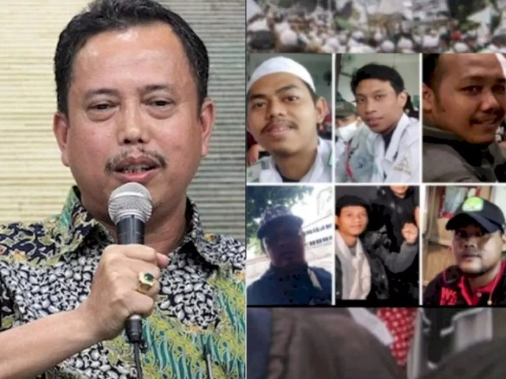 Ketua Presidium Indonesia Police Watch, Neta Pane, dan enam laskar FPI yang tewas. (Istimewa).