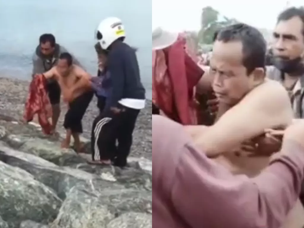 Pria yang tangannya putus digigit buaya saat mandi di pantai. (Ist)
