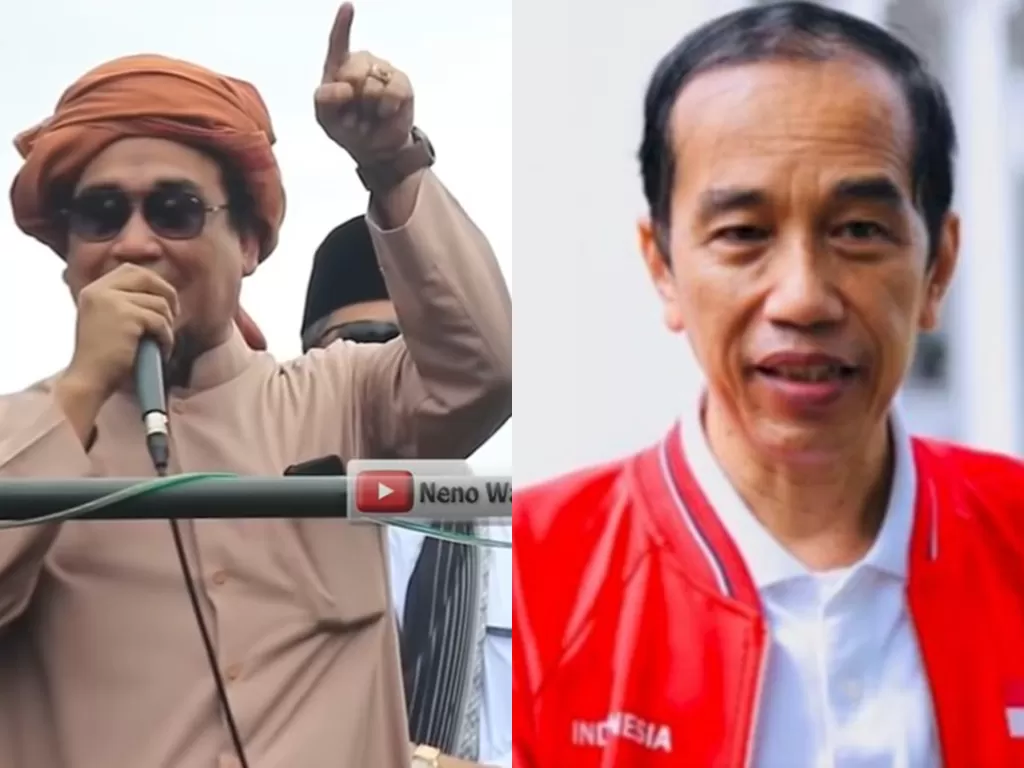 Kiri: Kiai Miftah Fauzy Bantany saat berorasi. (Youtube); Kanan: Jokowi (instagram)