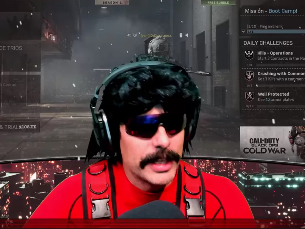 Streamer Dr Disrespect saat bermain Call of Duty Warzone (photo/YouTube/Dr Disrespect)