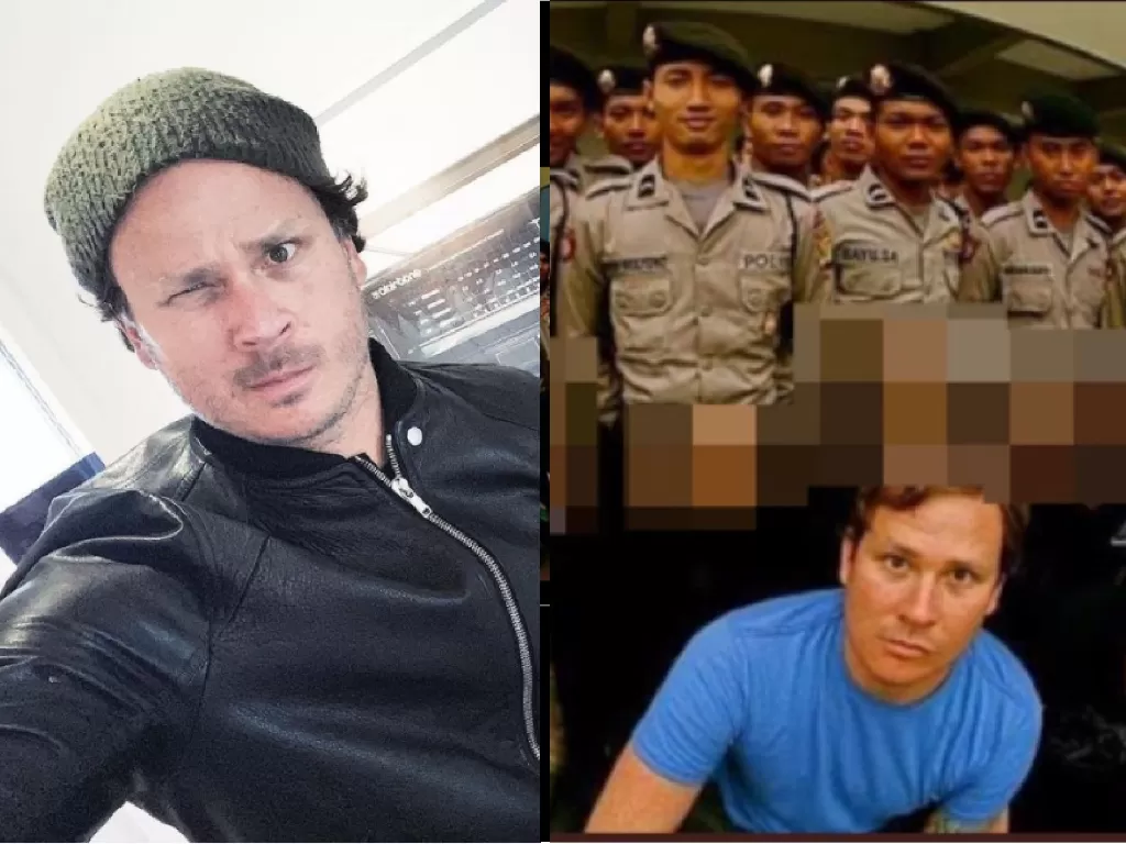 Tom Delonge dan foto bersama polisi Indonesia. (Instagram/@tomdelonge).
