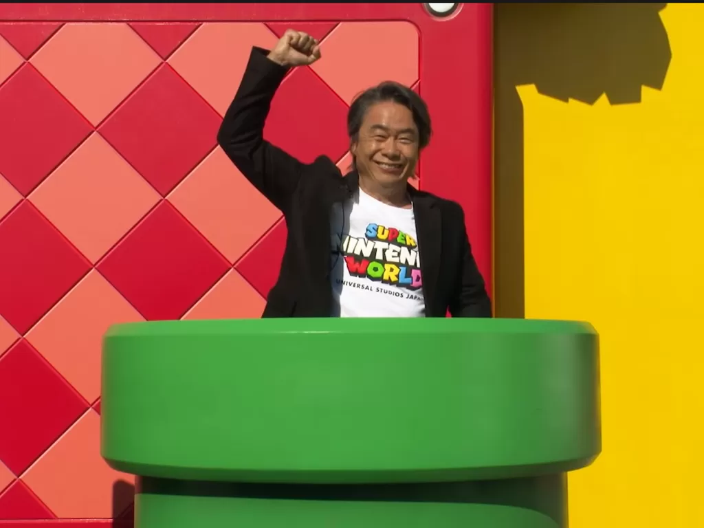 Shigeru Miyamoto saat memperkenalkan Super Nintendo World (photo/YouTube/Nintendo)