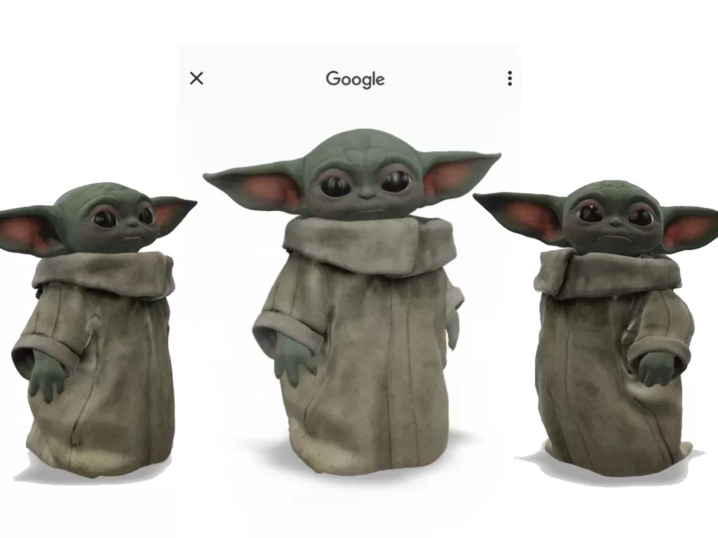 Model 3D dari Baby Yoda yang dapat diakses melalui situs Google Search (photo/Dok. Google)