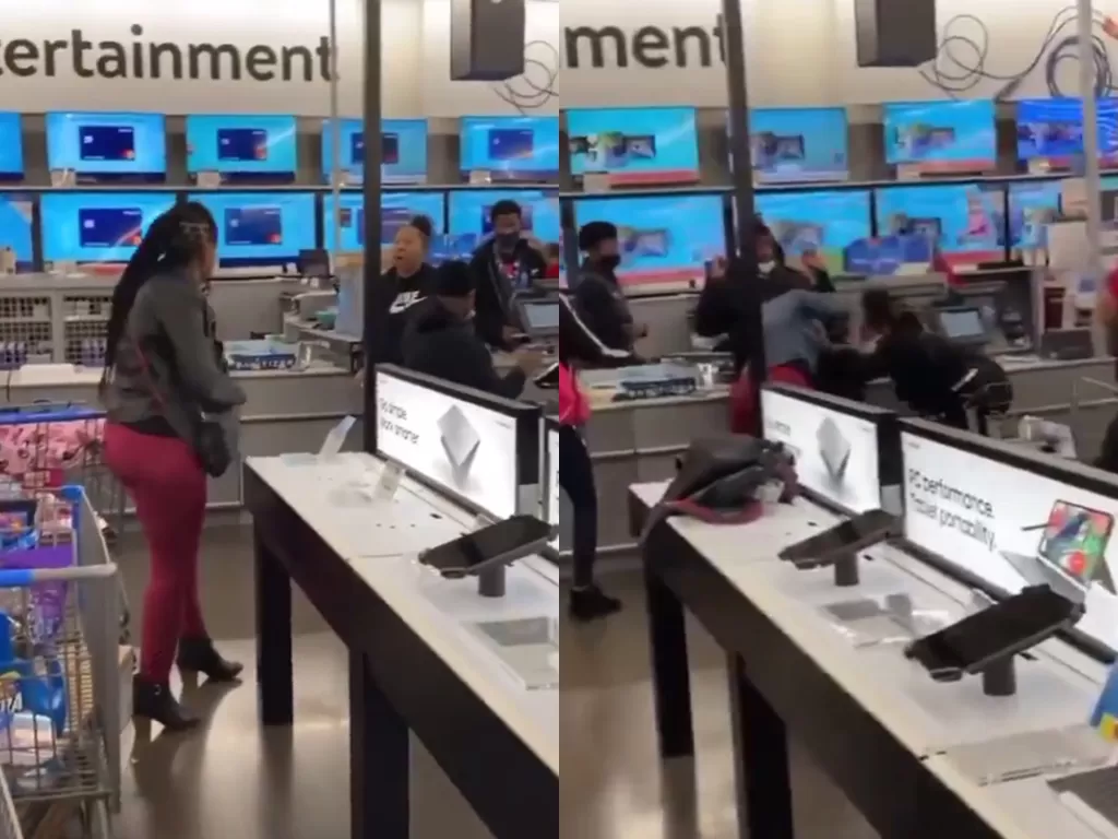 Viral sebuah video yang memperlihatkan dua wanita berkelahi di toko lantaran rebutan PS5. (Photo/Twitter/@__justkeith)