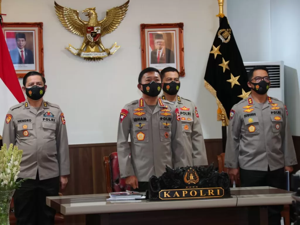Kapolri Jenderal Polisi Idham Azis saat rilis akhir tahun di Bareskrim Polri, Jakarta. (Div Mabes Polri)