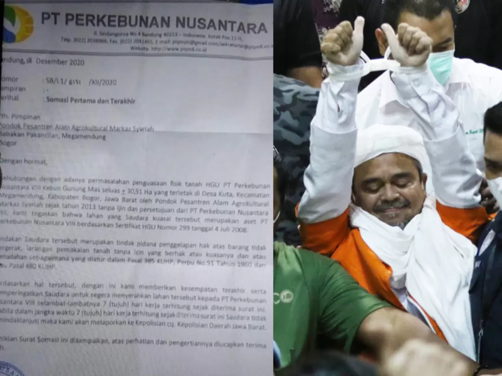 Surat PTPTN VIII meminta pengosongan terhadap pesantren di Megamendung, Bogor. (Antara Foto)