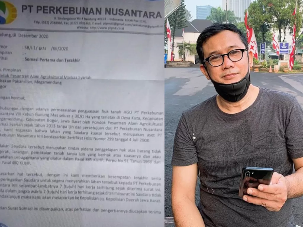 Denny Siregar tuding lahan PTPN dikuasai pesantren HRS saat jaman SBY. (Instagram)
