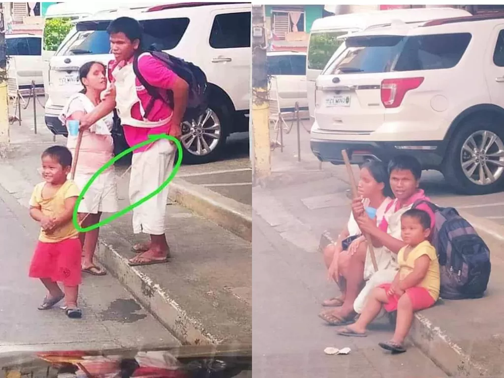 Bocah terikat tali dengan orangtuanya yang buta (Facebook/John Cuenca Alterad)