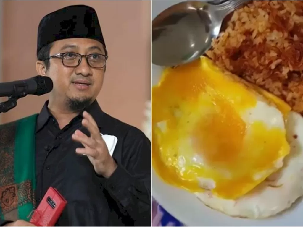 Kiri: Ustaz Yusuf Mansur. Kanan: Nasi Goreng telur ceplok. (Instagram/@yusufmansurnew)