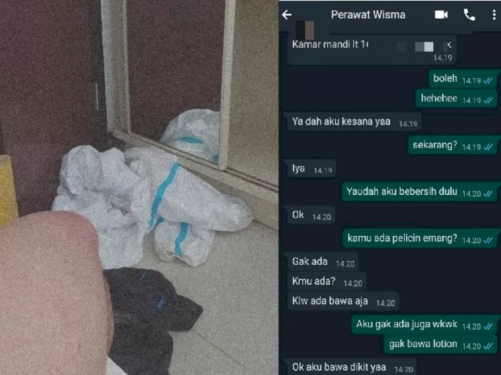 Beredar percakapan pasien Covid-19 dan perawat di Wisma Atlet lakukan tindakan asusila. (Twitter/@lukebetter_)