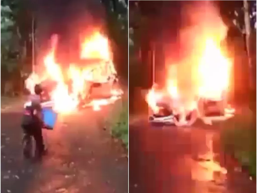 Mobil terbakar saat dikendarai (ist)