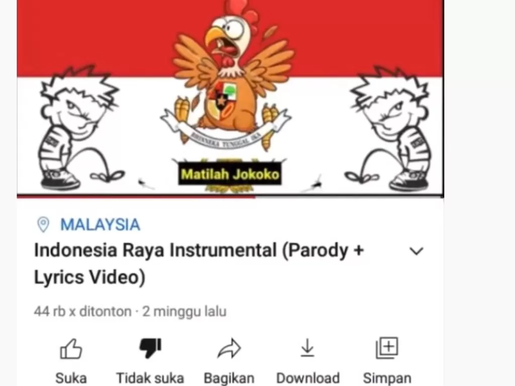 Tangkapan layar video YouTube lagu Indonesia Raya yang dipelesetkan. (Ist)