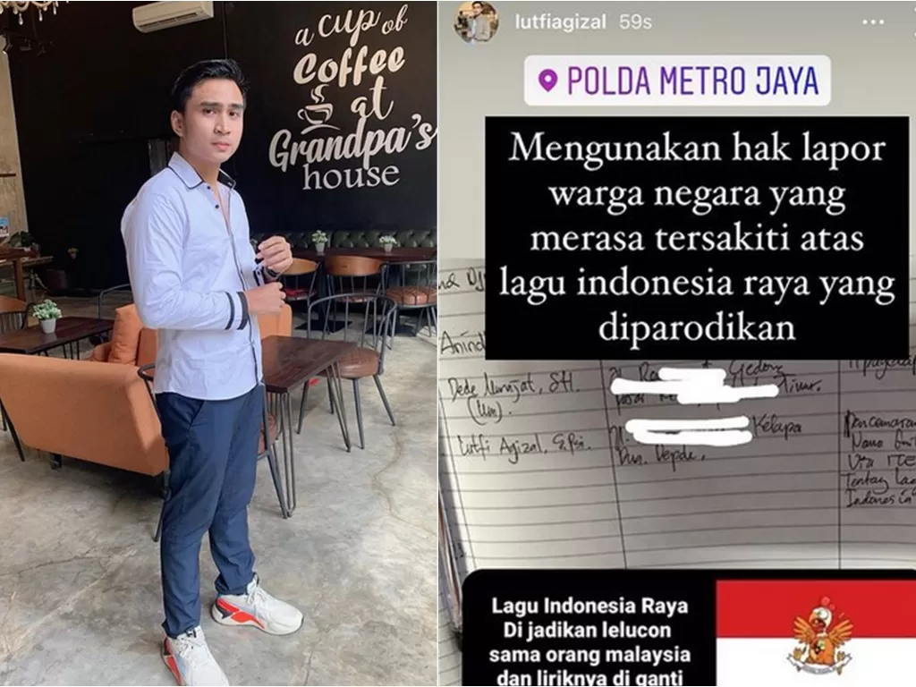 Lutfi Agizal laporkan kasus lagu Indonesia Raya yang diplesetkan. (Instagram/@lutfiagizal)